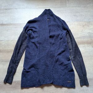 True Religion Open Front Cardigan Sweater Black Blue Sz XS